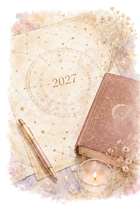 2027年の星図と鑑定書のイメージ